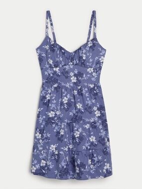 Hollister linen blend tie back floral mini dress